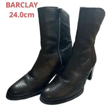 블랙 가죽 지퍼 부츠