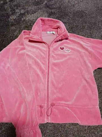 [ 새상품급 ] adidas 핑크 벨로아 집업 트랙 자켓 M