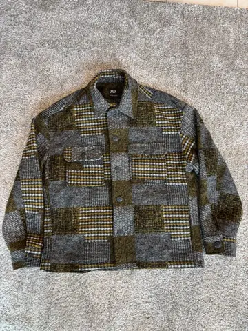 자라 패치워크 울 자카드 셔츠 자켓