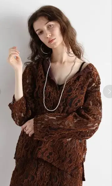 야마다야 Vin 몰 레이스 키넥 블라우스 브라운