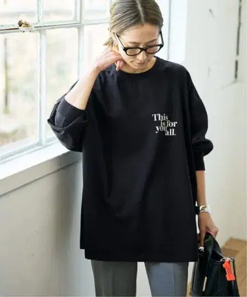 [ haru x FRAMeWORK ] 로고 롱T 블랙 *프레임워크