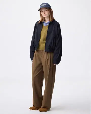 턱 와이드 팬츠 S 사이즈 브라운