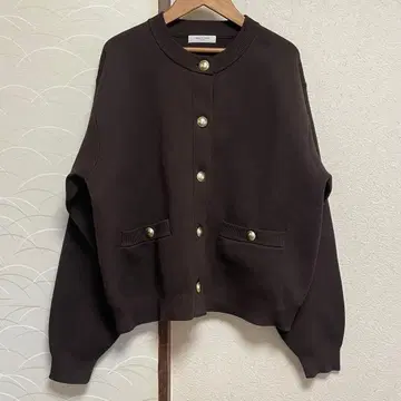 FREAK'S STORE 골드 버튼 니트 가디건 브라운