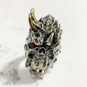 레어 스트레인지프릭 디자인 스컬 실버 반지 뿔