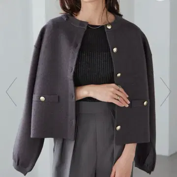 Ranan/(W)MT 골드 조 버튼 니트 가디건 차콜 그레이