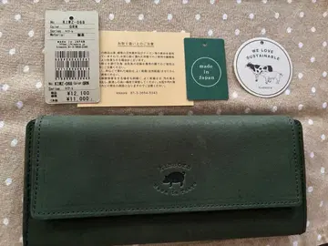 kissora 가죽 그린 장지갑 스냅 버튼식