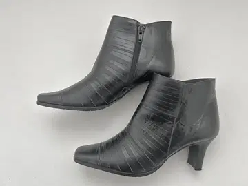 숏부츠 블랙 가죽 사이드 지퍼 여성용 made in japan