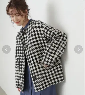 컨디션 최상 치도리 체크 노카라 코트 N.