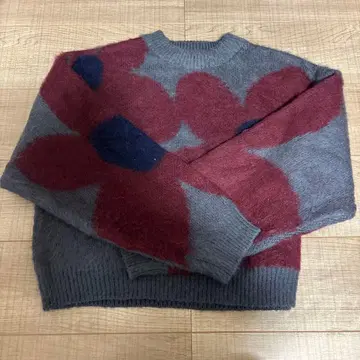 RAGEBLUE 샤기 플라워 니트 긴팔 니트 M 그레이