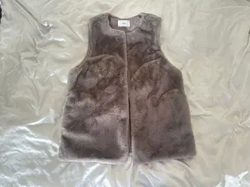 Elura 에코 퍼 롱 베스트 모카 브라운 프리 사이즈