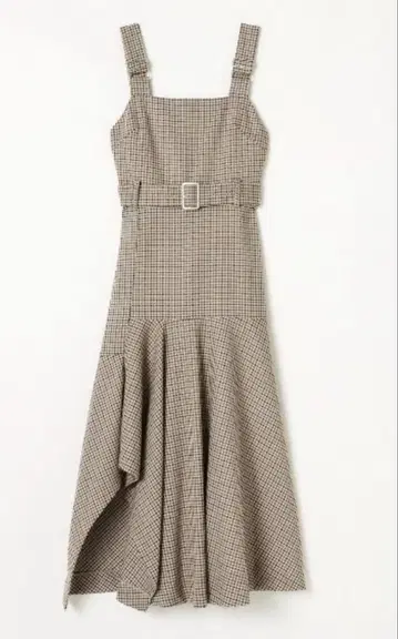 REDYAZEL 체크 비대칭 원피스 상의 세트