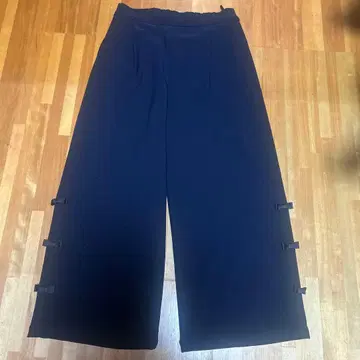 opti 리본 포함 네이비 와이드 팬츠