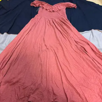 프릴 오프숄더 롱 원피스