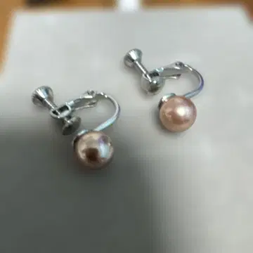 핑크 펄 실버 클립형 귀찌