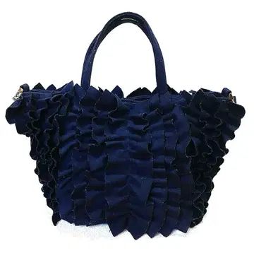 Ray BEAMS 프릴 디자인 네이비 토트백