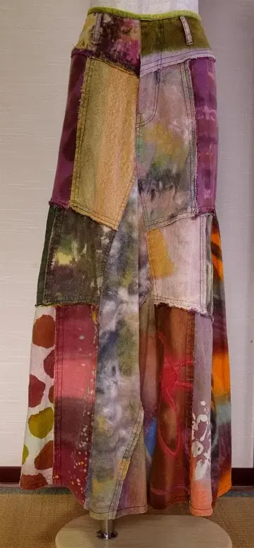 엘르 로데오 EL RODEO 롱 스커트 패턴 패치워크 택 포함 미사용