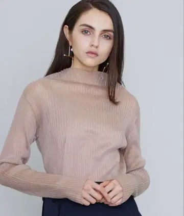 united tokyo 베이지 비침 시어 시스루 상의