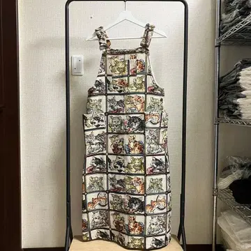 merry jenny 고양이 패턴 슬리브리스 오버롤 F