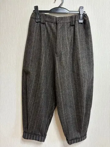 스트라이프 패턴 울 혼방 와이드 팬츠