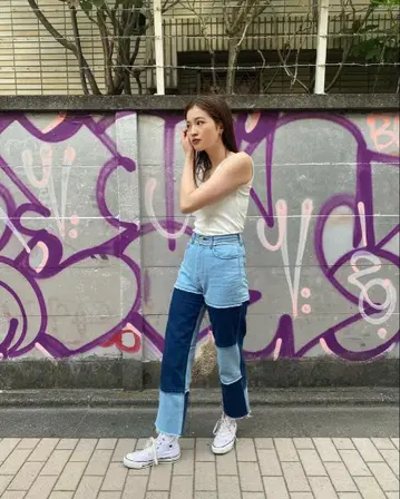 LAGUA GEM 패치워크 데님 팬츠