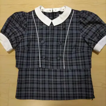 BUBBLES 체크 무늬 반팔 셔츠