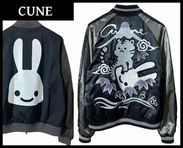 초레어 새상품급 CUNE 큔 상향 호랑이 리버서블 스카잔 M