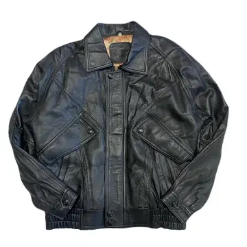 00s Vintage Leather Flight Jacket Black