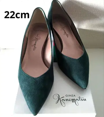 새상품급 긴자 카네마츠 아쿠아벨 우천 겸용 스웨이드 펌프스 22cm 그린