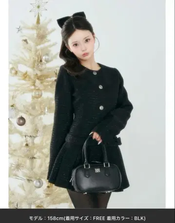 Darich 박스 플리츠 트위드 미니 원피스