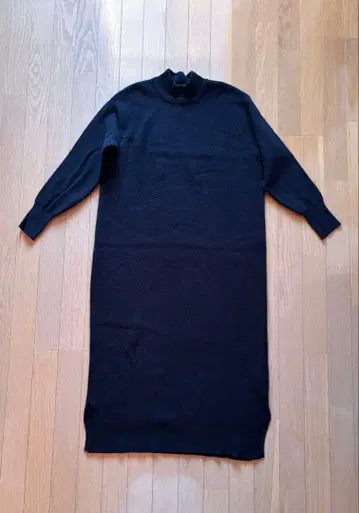 블랙 니트 롱 원피스 긴팔