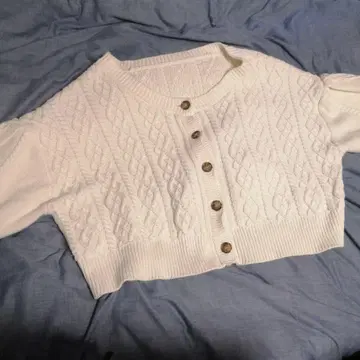 GlamLips 케이블 니트 가디건 화이트 프리 사이즈 여성용