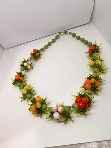 무라노 유리 목걸이 과일 디자인 사인 없음