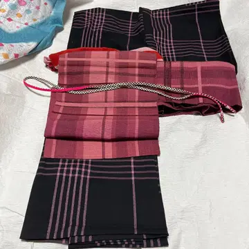 4점 (기모노, 오비, 오비 장식 천, 허리띠) 세트