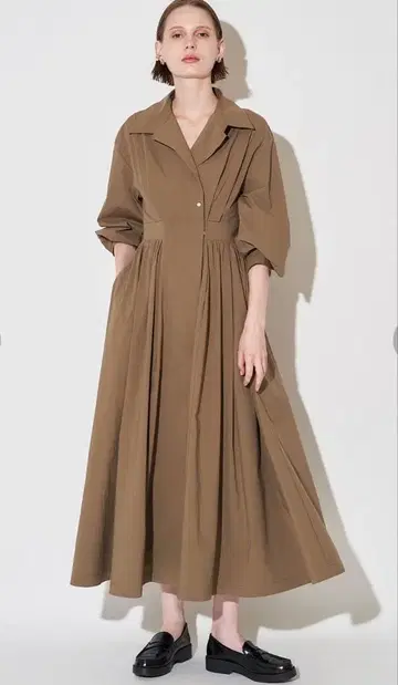 ELENDEEK 오픈 카라 셔츠 원피스