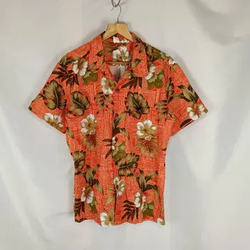 Palmwave 알로하 셔츠 M 오렌지 계열 보타니컬 B4265