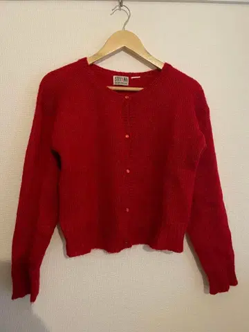 니트 가디건 빨간색 구제 의류