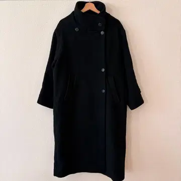 Ray BEAMS 모사 스탠드 카라 코트 블랙