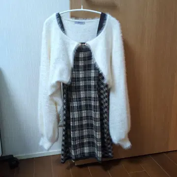 LIPSERVICE 페더 체크 앙상블 원피스