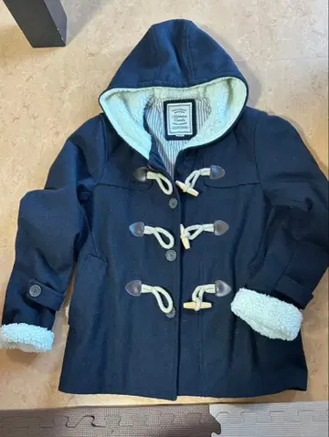 네이비 더플 코트 후드 부착