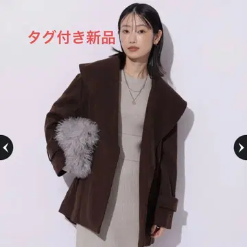 택 포함 Mystrada 숄카라 미들 코트