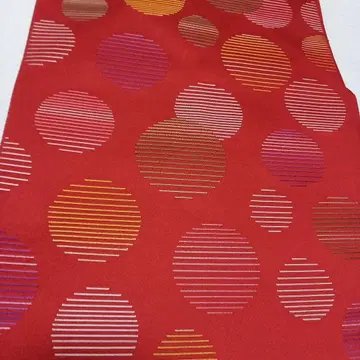 나고야 오비 주홍색 스트라이프 도트 모던 귀여운