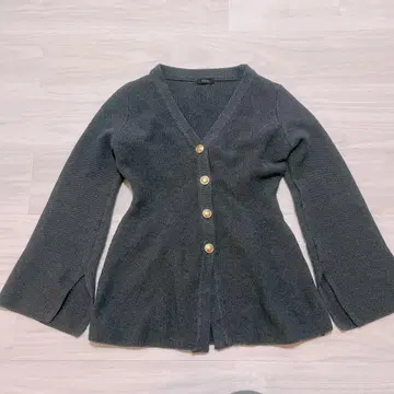 anuans 허리 쉐이프 페플럼 니트 자켓 ( GREY )