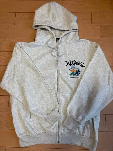 속기모 그래픽 발포 프린트 풀오버 후드티