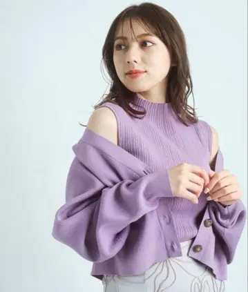 마이 스트라다 Mystrada 퍼플 니트 앙상블 랜덤 리브