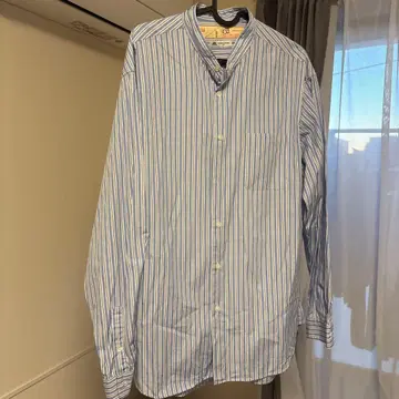 THOMAS MASON 나노 유니버스 스트라이프 밴드 카라 셔츠 L