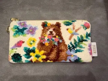 페이러 파우치 잇츠 스프링 파우치 곰과 꽃 자수 파우치
