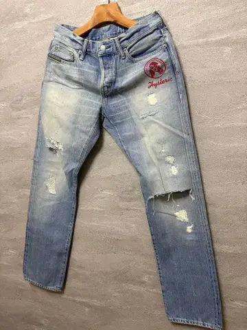 [ 미사용 새상품 ] Hysteric 데미지 가공 데님 팬츠