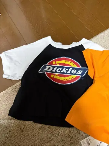 택 포함 미사용 새상품 Dickies 반팔 T셔츠 블랙/오렌지 F