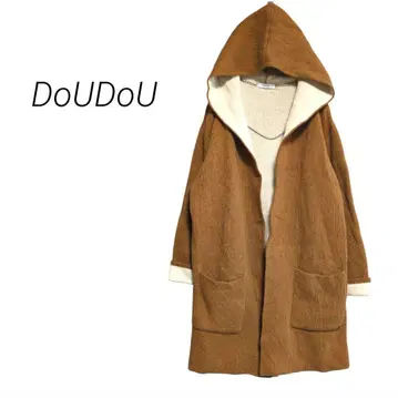 [ 두두 ] 후드 부착 가운 코트 롱 코트 랩 코트 카멜 브라운