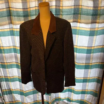 USED 하운드 투스 패턴 테일러드 자켓 브라운